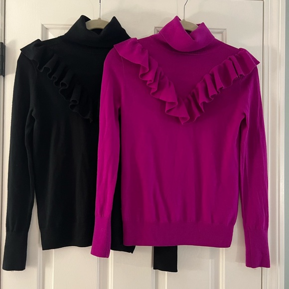 J Crew Bundle of two turtleneck ruffle and zip wrist sweaters - Picture 1 of 13